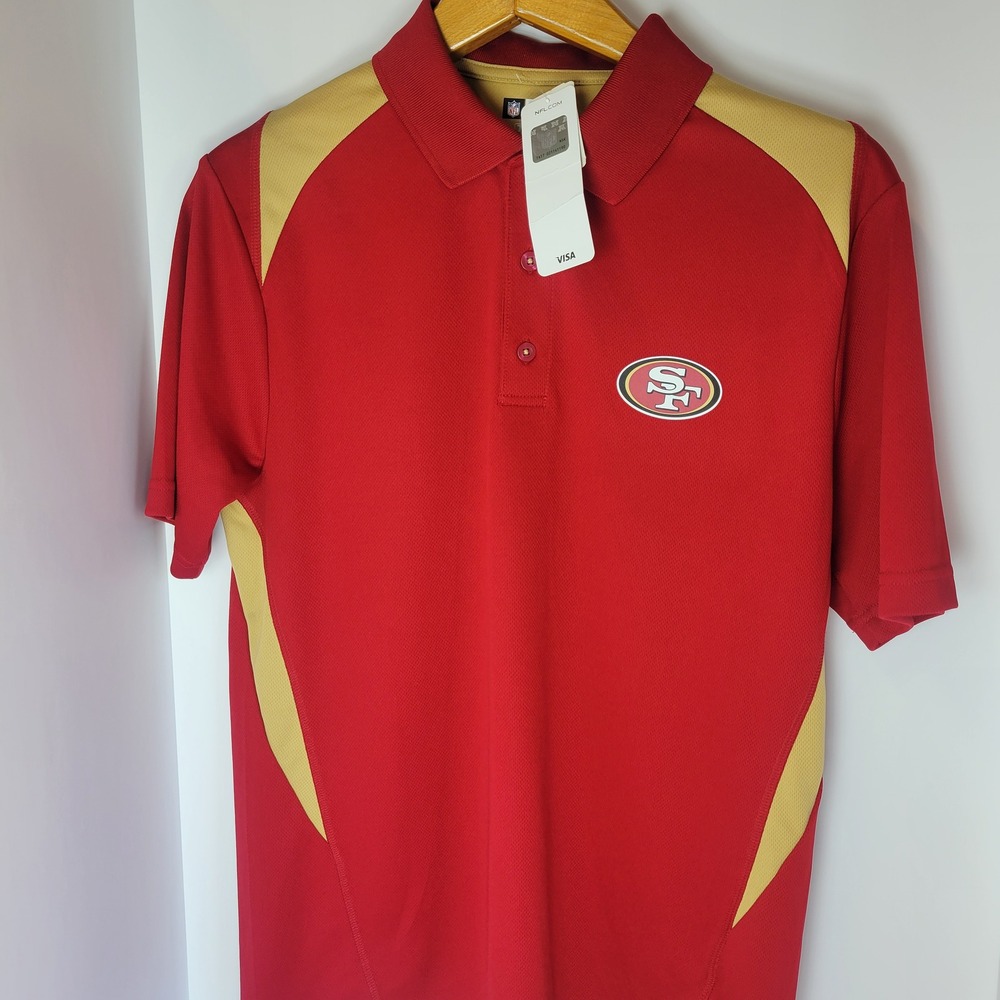NFL Team Apparel San Francisco 49ers Polo Shirt Mens M Red Gold TX3 Cool NEW